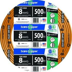 Soft Drawn 500 ft. 8 AWG Solid Bare Copper Grounding Wire Coil Indoor Outdoor