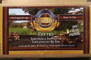 Ultra Bee - 2 lbs Pollen Patty 18% Protein Honeybee / Qty [2] x 1 Pound Pattie F
