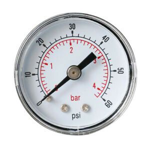 High Precision 40mm Air Pressure Gauge 0-60 PSI 0-4bar Horizontal Back Mount