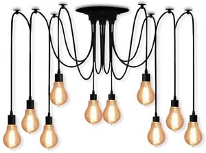 Veesee 10 Arms Industrial Ceiling Spider Lamp,Retro E26 Edison Bulb Hanging Chic