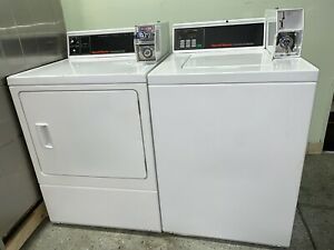 speed queen commercial top load washer &amp; electric dryer coin operated set