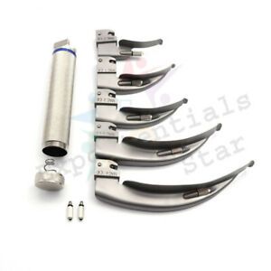 LED Macintosh Conventional Laryngoscope Set with 5 Blades Handle Protective Case