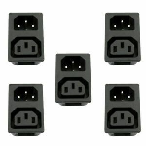 5PCS IEC320 C14 C13 3 Pin Screw Mount Male Female Power Socket DIY AC-02MF F7