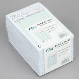 (100-Books) 1 Part Green and White Order Form Pads Guest Checks, 10,000 Tickets