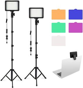 LED Video Light Kit 2 Pcs Dimmable Photography with 2 Tripod Stand for Tabletop