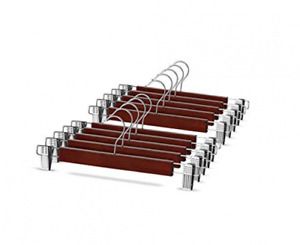 High-Grade Wooden Pants Hangers with Metal Clips 10 Pack Grip Clip Pants Hanger