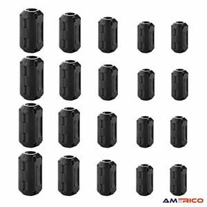 20 Pieces Clip-on Ferrite Ring Core RFI EMI Noise Suppressor Cable Clip 3mm-13mm