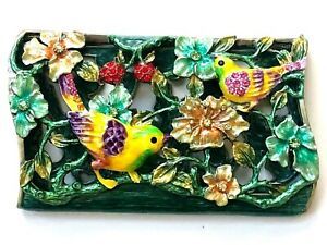 New Rucinni Business Card Holder Case Birds Flowers Swarovski Crystals Jeweled