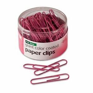 Officemate Paper Clips, Plastic Coated Wire, Jumbo, Pink, 80/Pack (OIC08908)