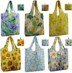 Floral Reusable Shopping Bags Grocery Bag Shopping Bags with Pouch XLarge