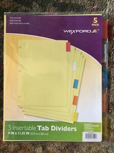 Wexford Multicolor 5-Pack Insertable Tab Dividers - 9 IN X 11 IN