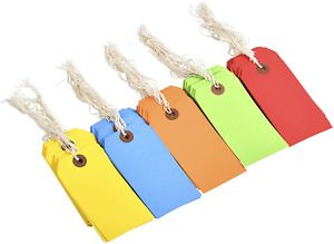 100 Tags 4 3/4&#034; x 2 3/8&#034; Size 5 Colored Inventory Shipping Hang Tag with String