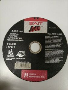 SAIT 6&#034; x .045 x 7/8&#034; CUT-OFF WHEEL  23106 BOX OF 50