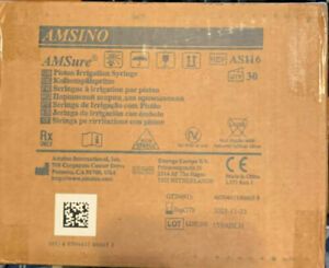 Case of 30 AMSINO AMSure AS116 60mL Flat Top Piston Irrigation Syringes Exp 2023