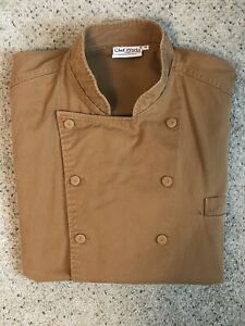 chef works coat chef jacket mens size medium brown long sleeve button up