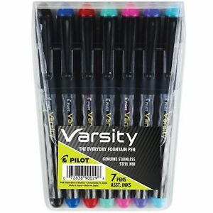 90029 Pilot Varsity Disposable Fountain Pen, Medium, Assorted Colors, Set of 7