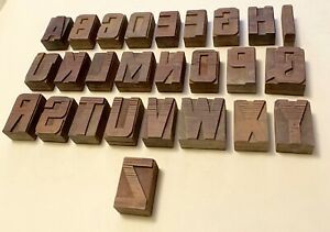 Vintage Wood Printer&#039;s Block Letters- One Full Set of 26 Letters