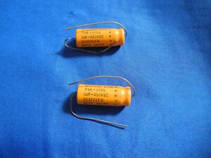 Sprague Atom 5uf @ 450V Capacitor Pair - NEW - NOS - Test PIC - Sprague TVA-1703