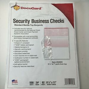 Docugard Secuirty Business Checks Standard Marble Top Burgundy