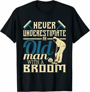NEW LIMITED An Old Man With A Broom Curling T-Shirt S-3XL