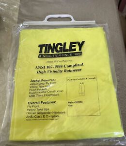 Tingley J53122 Comfortbrite Flame Resist Rain Jacket, Yellow/Green, L NWT
