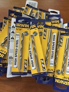 BUNDLE Of 5 Irwin 5/16” 60520 Jobber Length High Speed Steel Drill Bit Lot Group