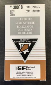 Eberhard Faber 38018 Felt Tip Pen Fine Point Markers BROWN - 12 Piece