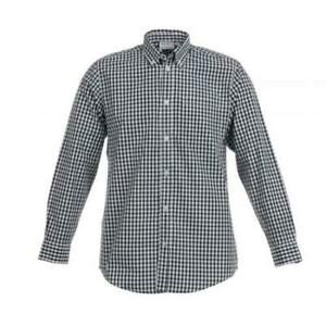 Chef Works - D500BWC-M - Men&#039;s Black Gingham Dress Shirt (M)