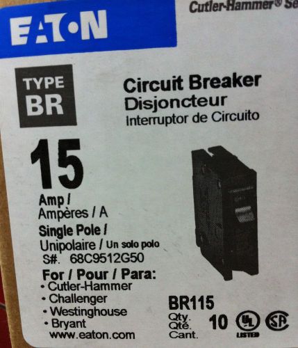 Eaton br115 circuit breaker single pole 15 amp type br new for sale