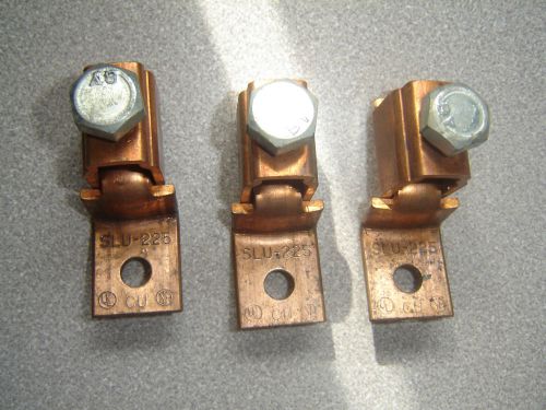 Lot of 3 ilsco slu-225 copper #2 to 4/0 one-hole lug 5/16&#034; hole for sale
