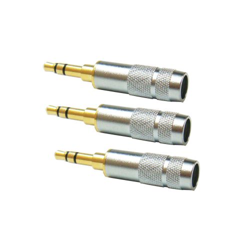 3 x High Quality 24K Gold Stereo 3.5mm Plug Audio Soldering Design