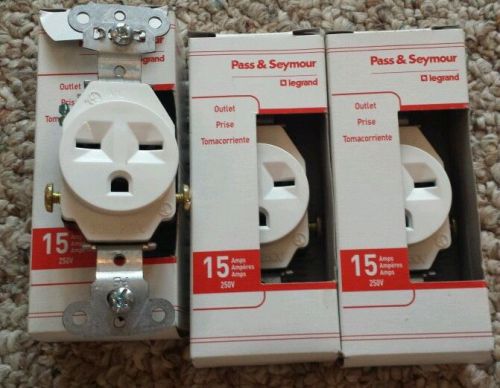 (3 pc) Single Receptacle 15 Amp 15A White Pass &amp; SEYMOUR new 5651-ICC8