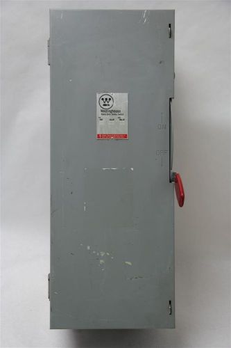 Used westinghouse hfn363 heavy duty safety switch 100a amps 600v volts w/ fuses for sale