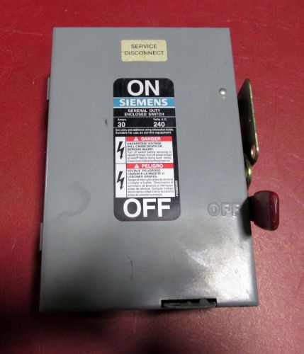 Siemens 30 Amp Safety Switch GF221N 240 VAC