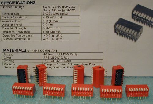 DIP switch, 8 position, side-actuated, SPST, lot of twenty
