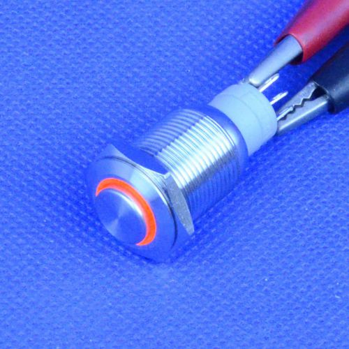 Waterproof 16mm orange led circle latching push button switch flanged angel eye for sale