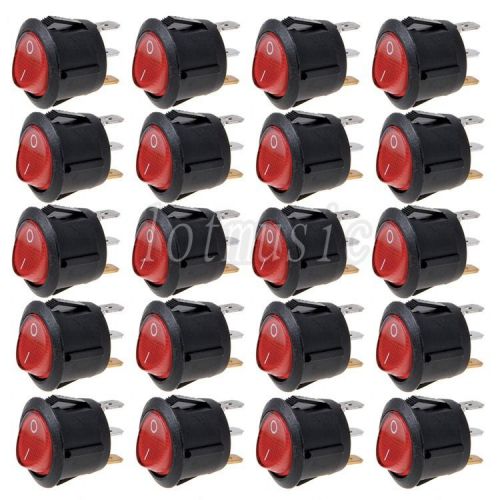 20* NEW Round Red 3 Pin SPST ON-OFF Rocker Switch With Neon Lamp
