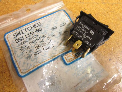 Selecta ss1115-bg rocker switch dpdt on-off 15a 125vac 10a 250vac new for sale