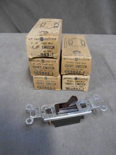 LOT &#034;5&#034; GE General Electric GE5943-1 Brown Quiet Toggle Light Switch 3-Way