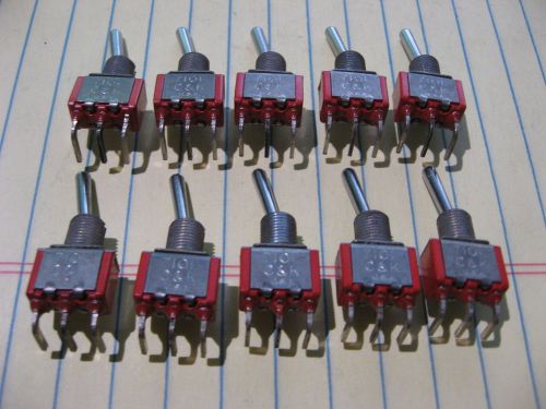 Lot of 10 Toggle Switches C&amp;K 7101 SPDT 5A 120VAC PCB Side Mount NOS