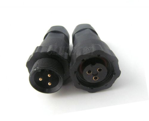 1 pairs 3-Pin Waterproof Plug Connector socket Male and Female IP68
