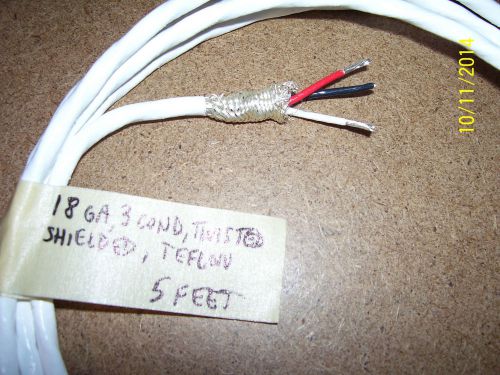 18 AWG Teflon Shielded Twisted Triple(3 cond) Silver Plated Wire Cable 5 feet
