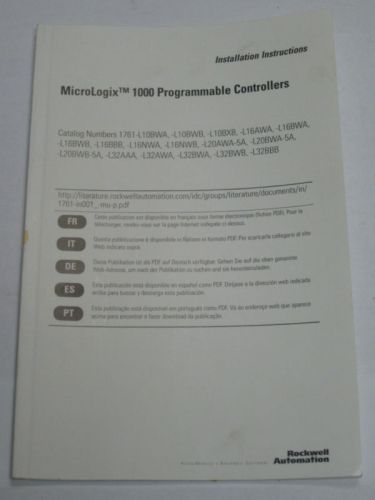 Allen Bradley MicroLogix 1000 P C Installation Manual, 40072-057-01(A)