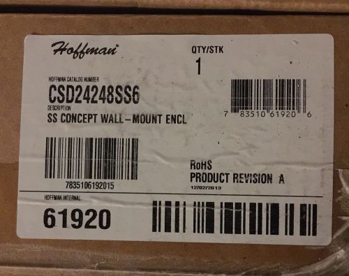 Hoffman stainless type 4x 24&#034; x 24&#034; x 8&#034; enclosure csd24248ss6 for sale