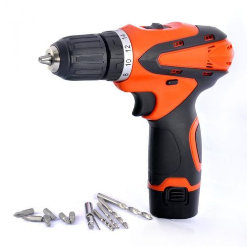 12v cordless electric drill featuring: flashlight, rechargeable battery, 2 speed for sale