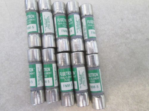 NEW BOX OF 10 FUSETRON DUAL-ELEMENT FNM 5 FUSES