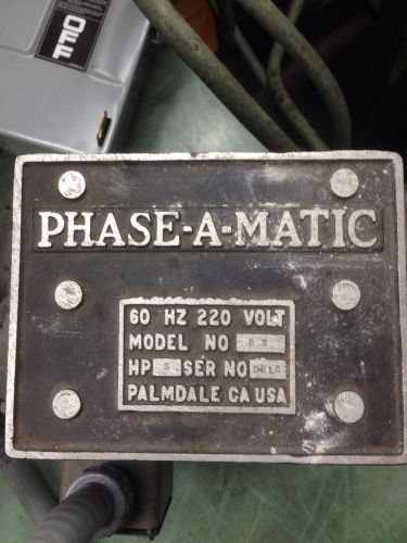 Phase-a-matic model r3 3 phase rotary converter 3hp for sale