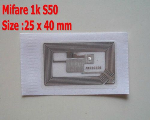 Nfc sticker/ tag /adhesive label rfid iso14443a mifare 1k s50 chip 40x25mm 5pcs for sale