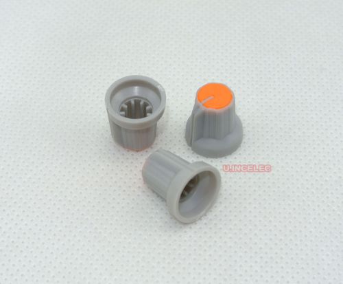 20pcs KNOB Pointer,Plastic Grey-Orange,for 6mm shaft Pot