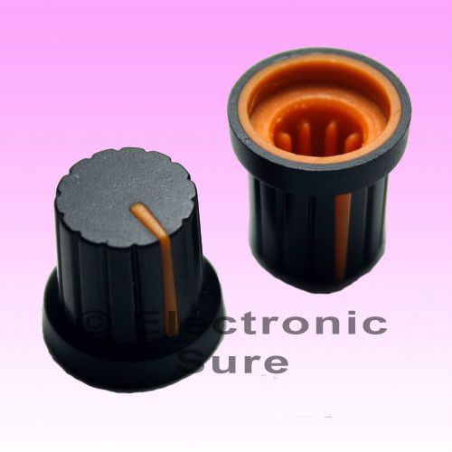 20 x Knob Black with Orange Mark for Potentiometer Pot 6mm Shaft Size